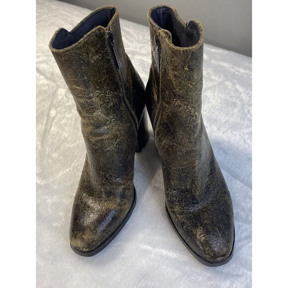 Donald J Pliner Sonoma Size 6 M Women's Tobacco Crackled Leather Ankle Boots - Picture 1 of 10